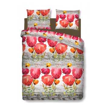 Lenjerie de pat Bedora Poppies, 2 persoane, Bumbac Ranforce, Rosu Lenjerie de pat Bedora Poppies, 2 persoane, Bumbac Ranforce, Rosu