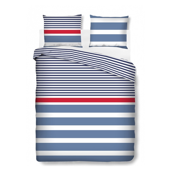 Lenjerie de pat Bedora Marino, 2 persoane, Bumbac Ranforce, Stripes