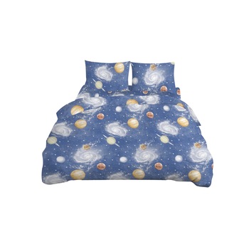 Lenjerie de pat Bedora Galaxie, 2 persoane, Bumbac Ranforce, Albastru Lenjerie de pat Bedora Galaxie, 2 persoane, Bumbac Ranforce, Albastru