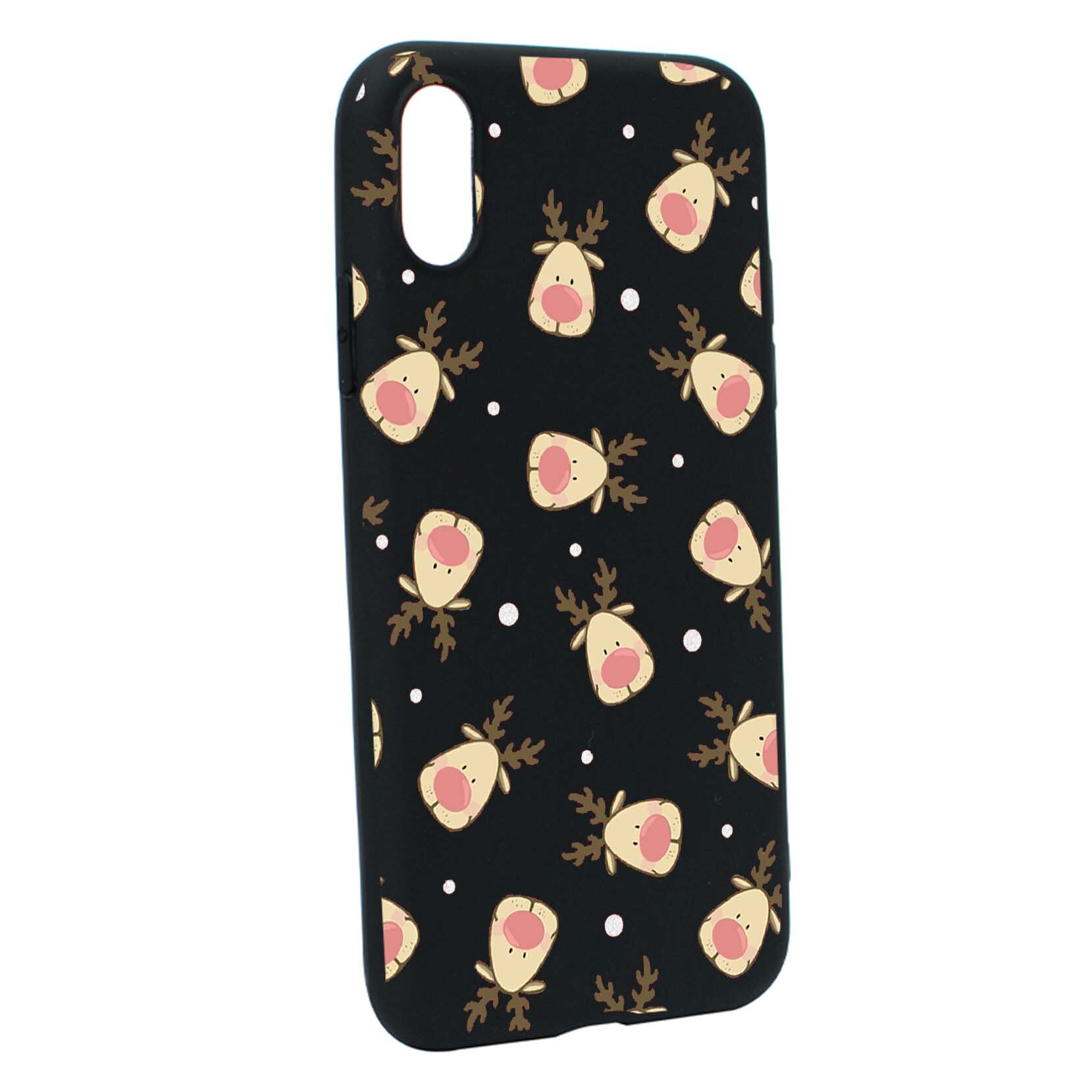 Husa de protectie Craciun, Christmas Reindeer pentru Apple iPhone XS / X, rezistenta la uzura, anti-alunecare, din silicon Premium, B349
