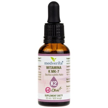 Supliment alimentar Medverita Vitamina K MK-7 K2 si Olive ™ 20 ug - 30 ml Supliment alimentar Medverita Vitamina K MK-7 K2 si Olive ™ 20 ug - 30 ml