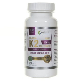 Supliment alimentar Wish Vitamina K2 MK-7 cu Natto 100 mcg - 120 comprimate Supliment alimentar Wish Vitamina K2 MK-7 cu Natto 100 mcg - 120 comprimate