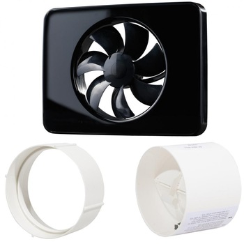 Pachet Promo: Ventilator baie FRESH Intellivent 2.0 negru + Clapeta antiretur D=125mm + Conector D=125mm, Fabricatie Suedia Pachet Promo: Ventilator baie FRESH Intellivent 2.0 negru + Clapeta antiretur D=125mm + Conector D=125mm, Fabricatie Suedia