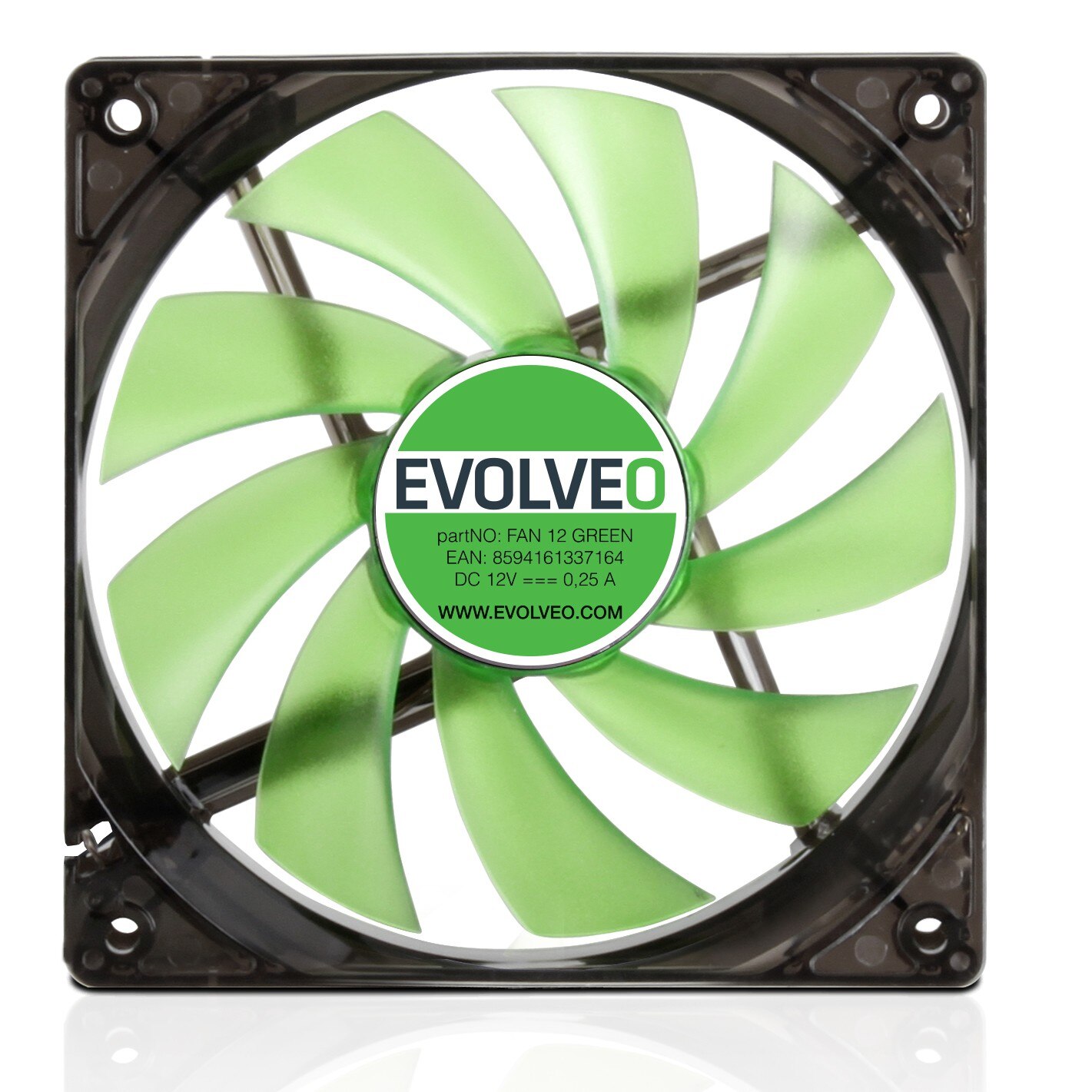 Ventilator carcasa desktop EVOLVEO Fan12-Green, 120x120 mm, viteza 1000 RPM, iluminare LED