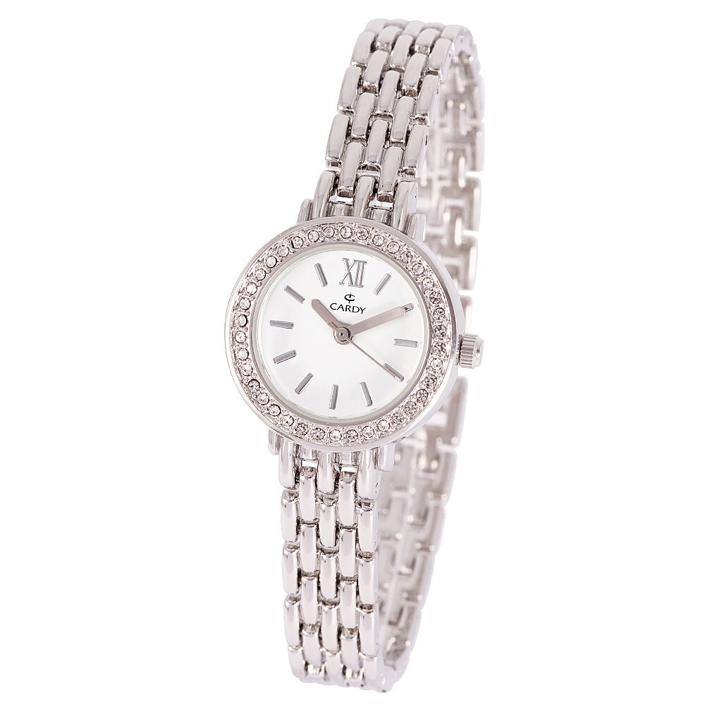 Ceas dama CARDY, mecanism quartz, carcasa si bratara argintie, cadran alb, 24 mm