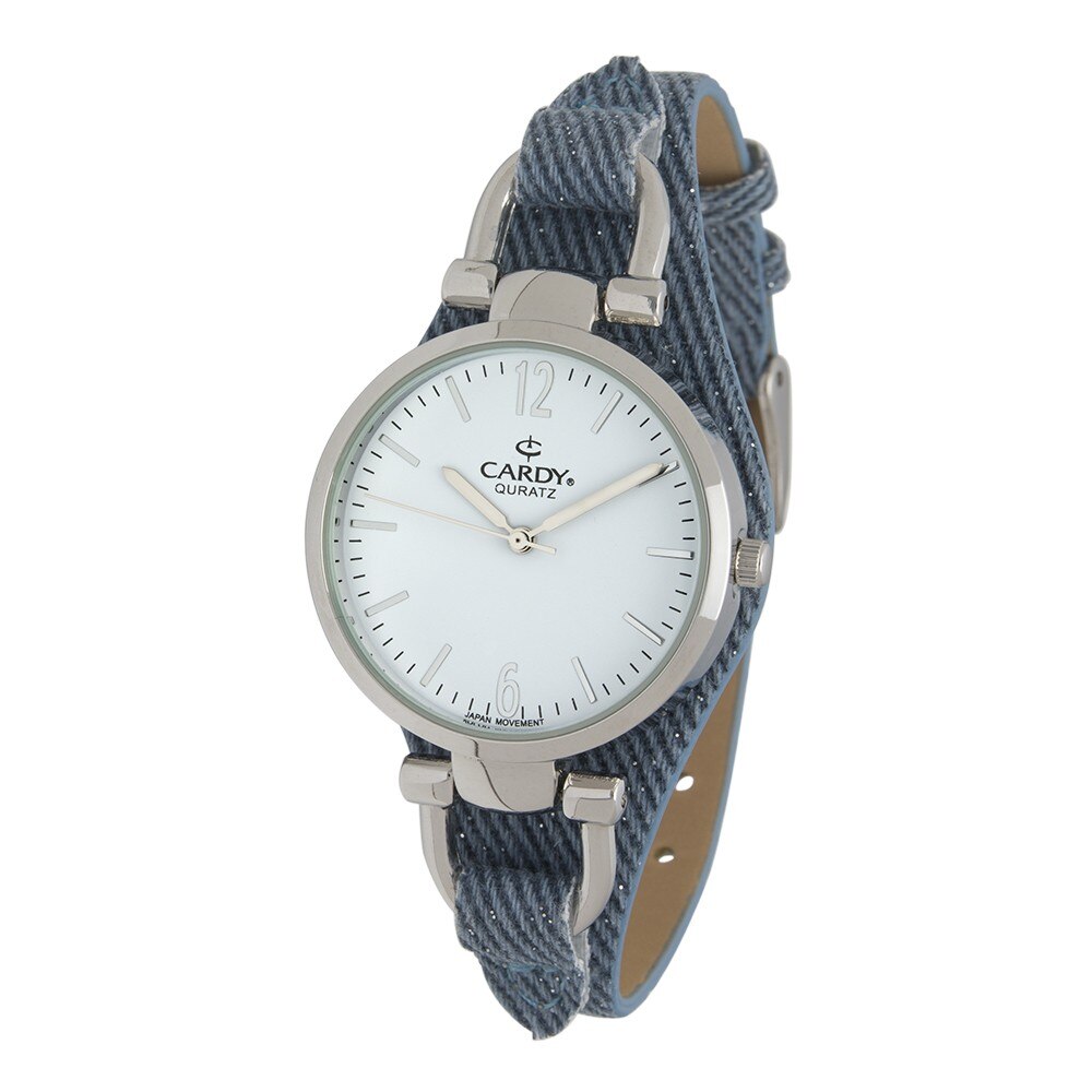 Ceas de dama argintiu CARDY, curea piele, 32 mm