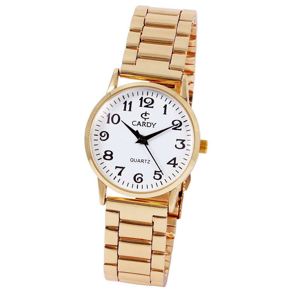 Ceas dama CARDY, mecanism quartz, carcasa aurie, cadran alb, 29 mm