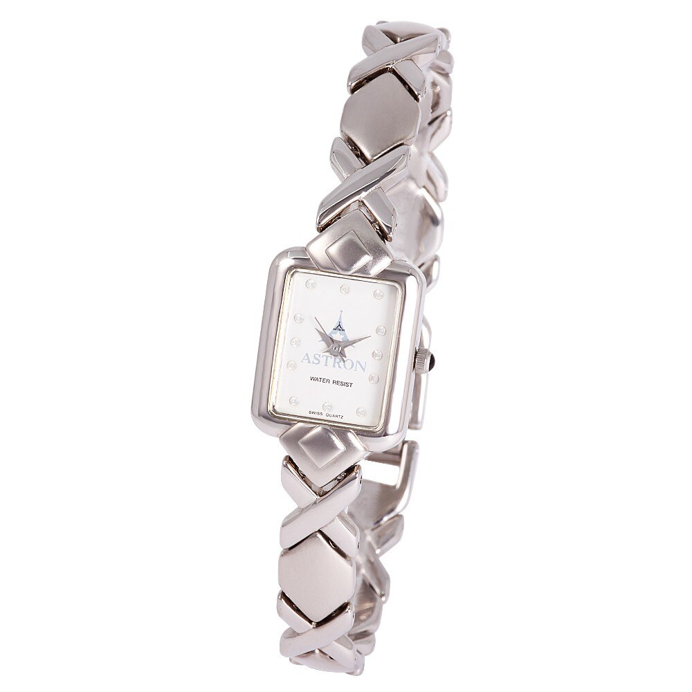 Ceas colier de dama ASTRON, nickel free, forma patrata, cadran alb, 30x18 mm