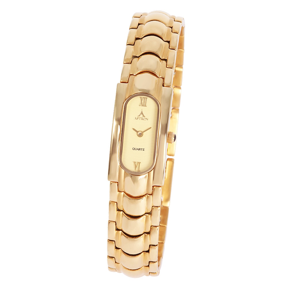 Ceas colier de dama ASTRON, inox, carcasa aurie, cadran auriu, splash proof, placare IPGold, 32x14 mm
