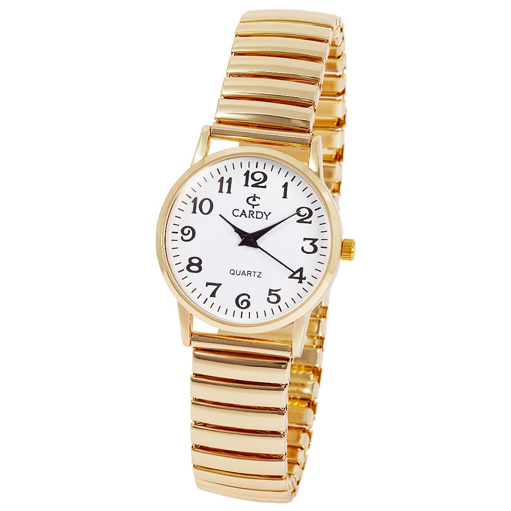 Ceas dama CARDY, mecanism quartz, carcasa aurie, cadran alb, 29 mm