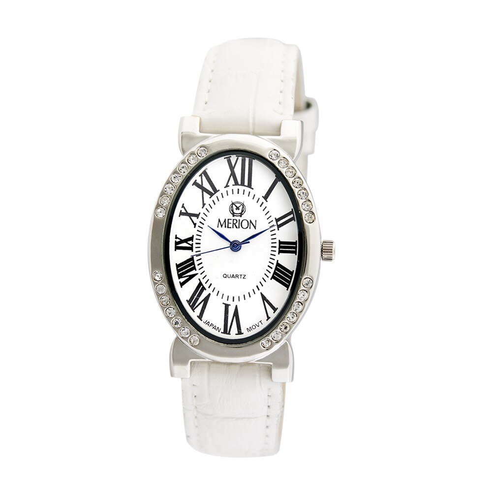 Ceas de dama MERION argintiu, curea piele, 30 mm