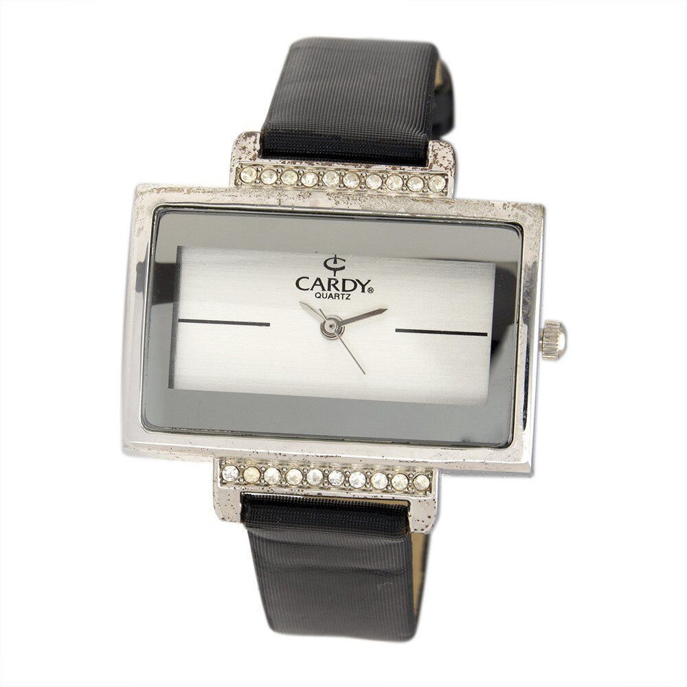 Ceas de dama argintiu CARDY, curea piele, 22 x 35 mm