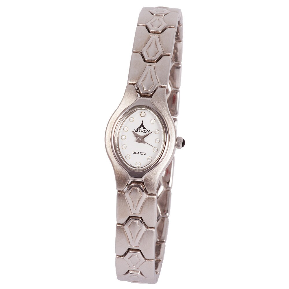 Ceas colier de dama ASTRON, carcasa si bratara argintie, cadran alb, nickel free, 24x18 mm