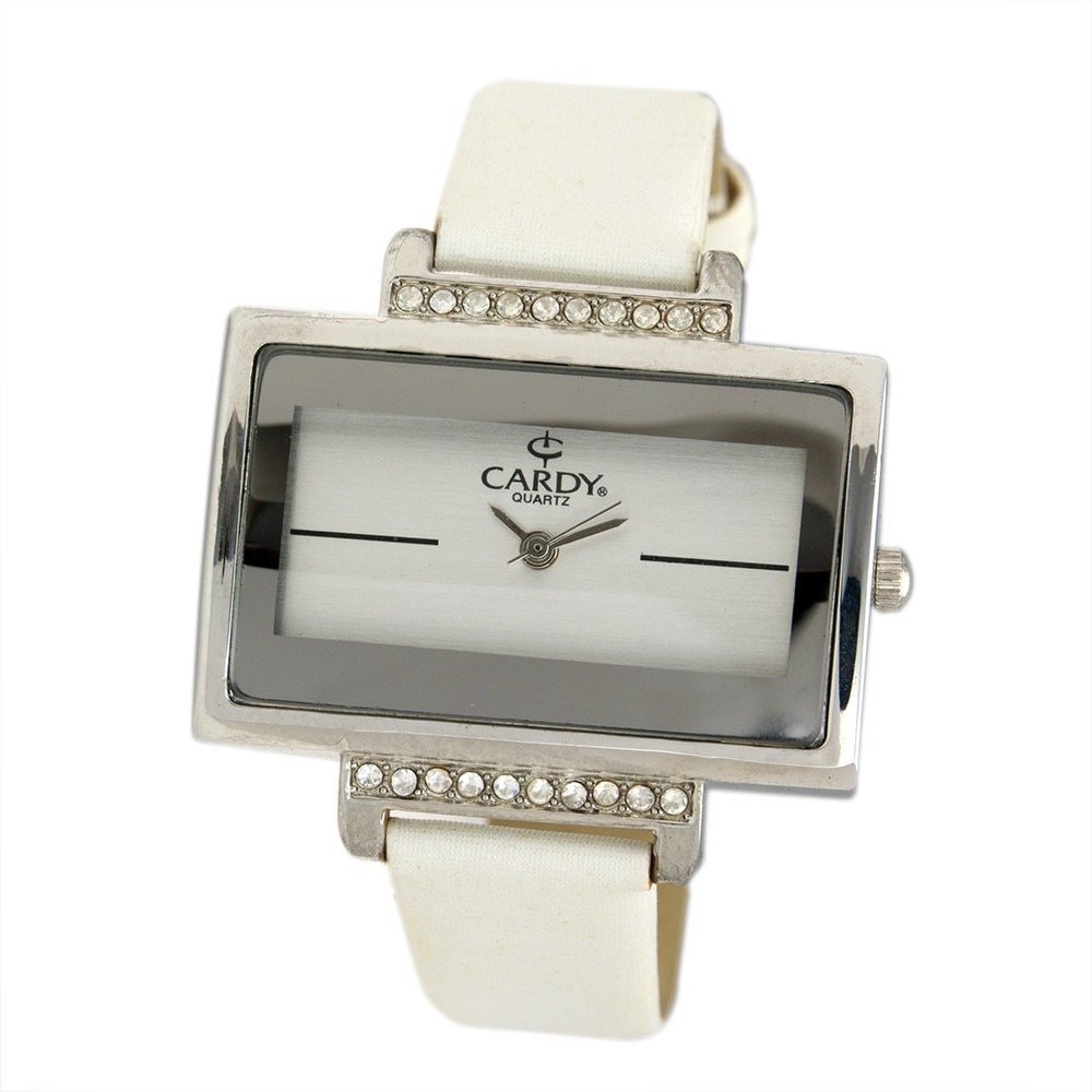 Ceas de dama argintiu CARDY, curea piele, 22x35 mm