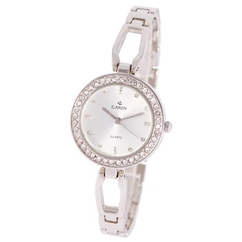 Ceas dama CARDY, mecanism quartz, carcasa si bratara argintie, cadran alb, 28 mm Ceas dama CARDY, mecanism quartz, carcasa si bratara argintie, cadran alb, 28 mm