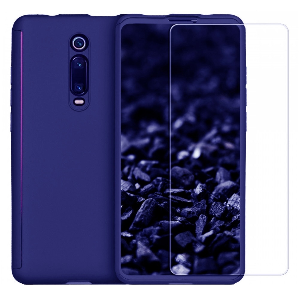 Husa Full Cover 360° (fata + spate + folie sticla) pentru Xiaomi Mi 9T Pro, Albastru