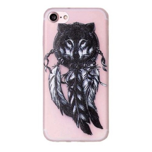 Protectie spate fosforescenta pentru iPhone 7, capac de protectie, husa de protectie, bumper, cap de lup