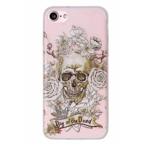 Protectie spate fosforescenta pentru iPhone 7, capac de protectie, husa de protectie, bumper, craniu inflorat