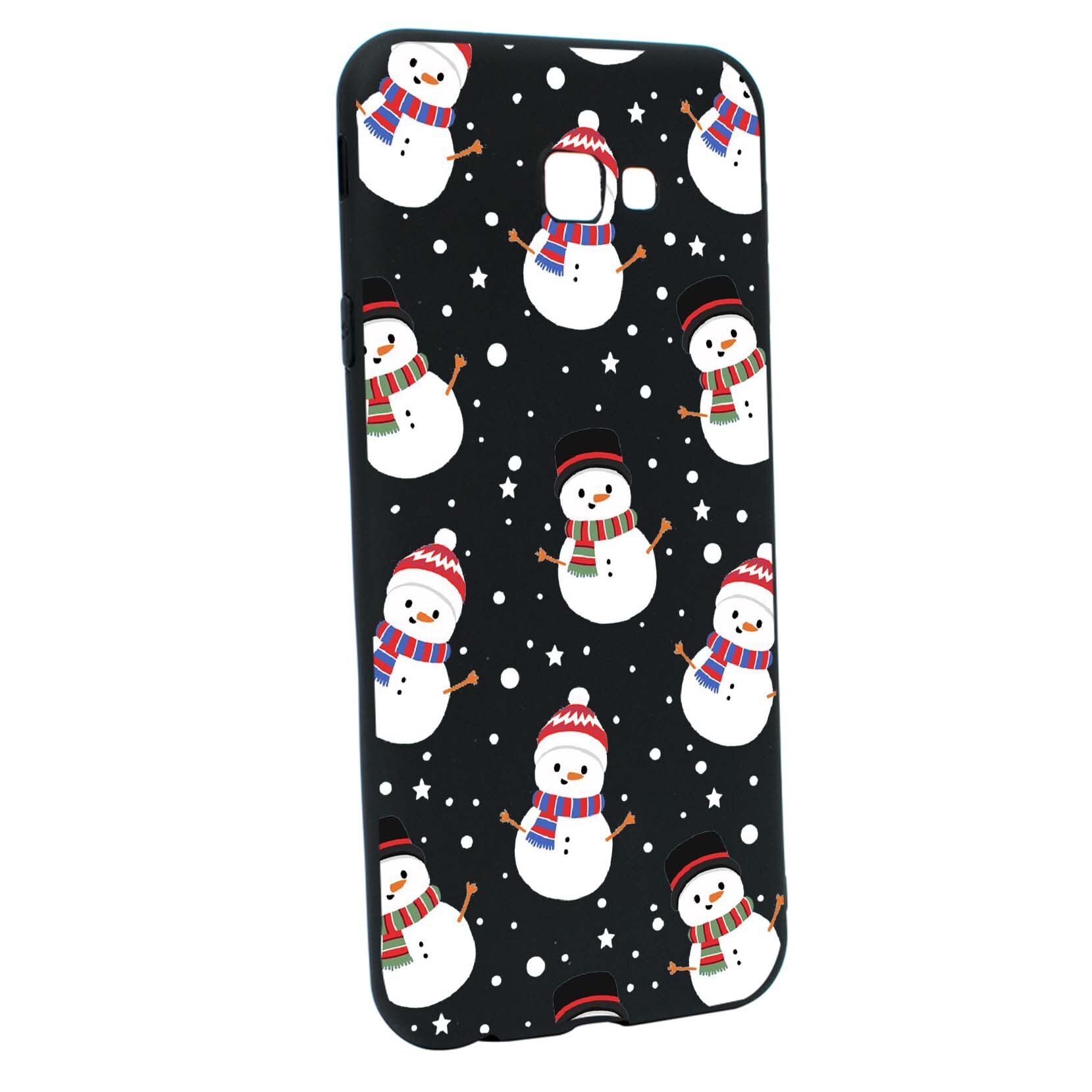 Husa de protectie Craciun, Christmas Snowman pentru Samsung Galaxy J4 Plus, rezistenta la uzura, anti-alunecare, din silicon Premium, B351
