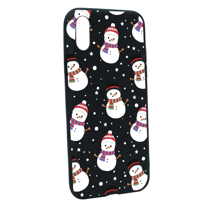 Husa de protectie Craciun, Christmas Snowman pentru Apple iPhone XS Max, rezistenta la uzura, anti-alunecare, din silicon Premium, B351