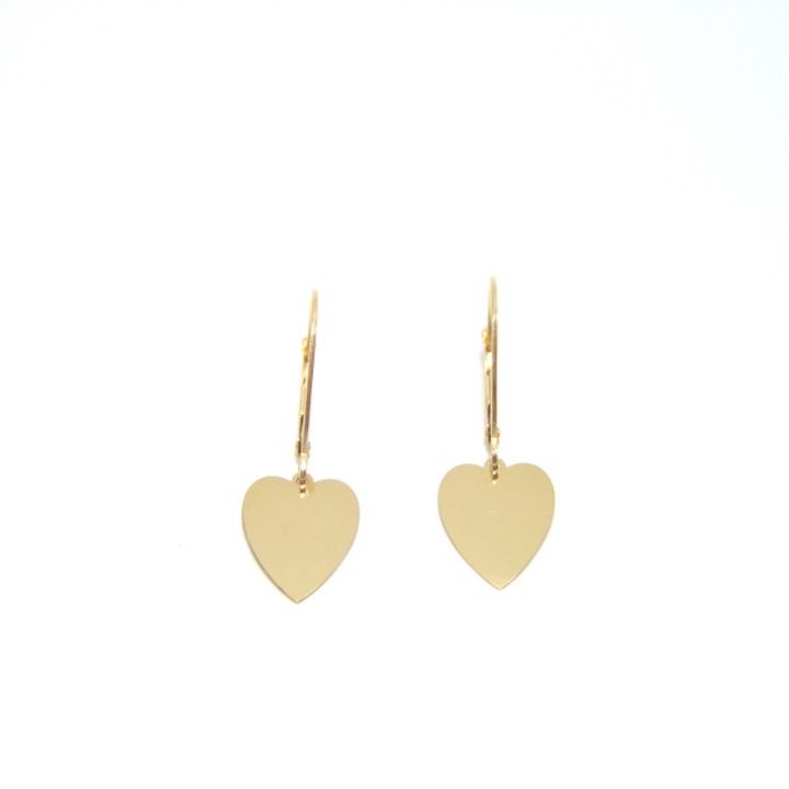 Cercei aur inima cu inchidere clasica 14K, dimensiune totala 2.90 cm, Criss&Co Jewelry Store Gold Collection