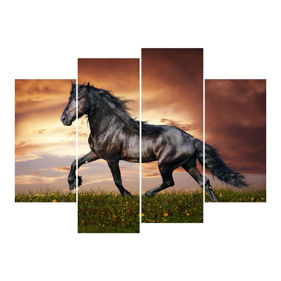 Tablou multicanvas 4 piese Cai 3, 120 x 90 cm