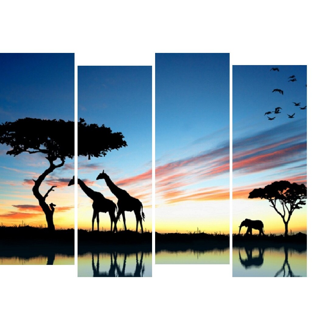 Tablou multicanvas 4 piese Girafe 1, 120 x 95 cm