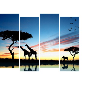 Tablou multicanvas 4 piese Girafe 1, 120 x 95 cm Tablou multicanvas 4 piese Girafe 1, 120 x 95 cm