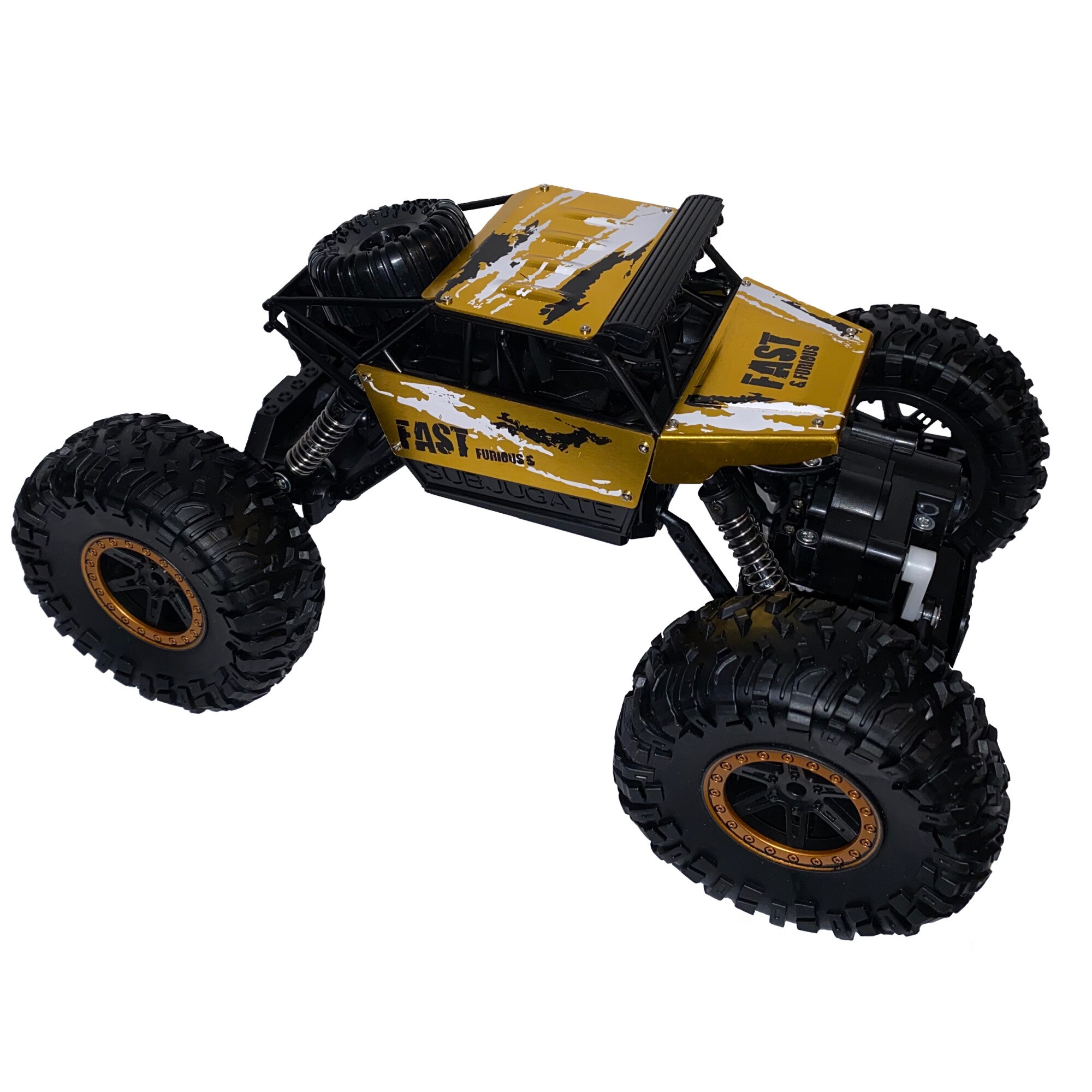 Masinuta radiocomandata de teren 2.4GHz FAST FURIOUS METAL 4x4 OFF ROAD 1/16, Roti XXL, Aurie