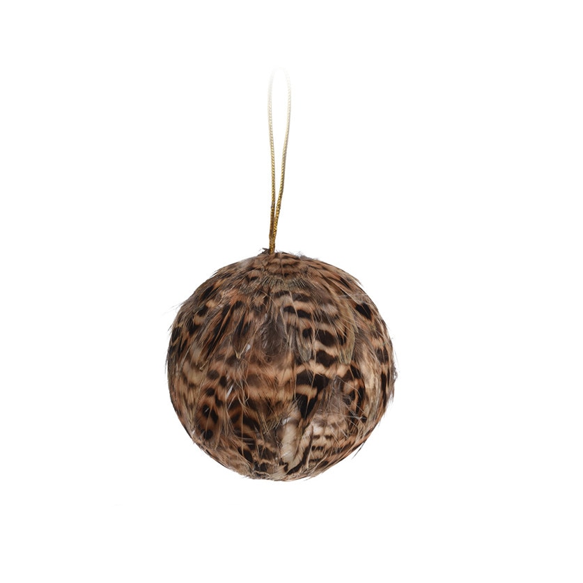 Glob cu pene, maro, diametru 7 cm