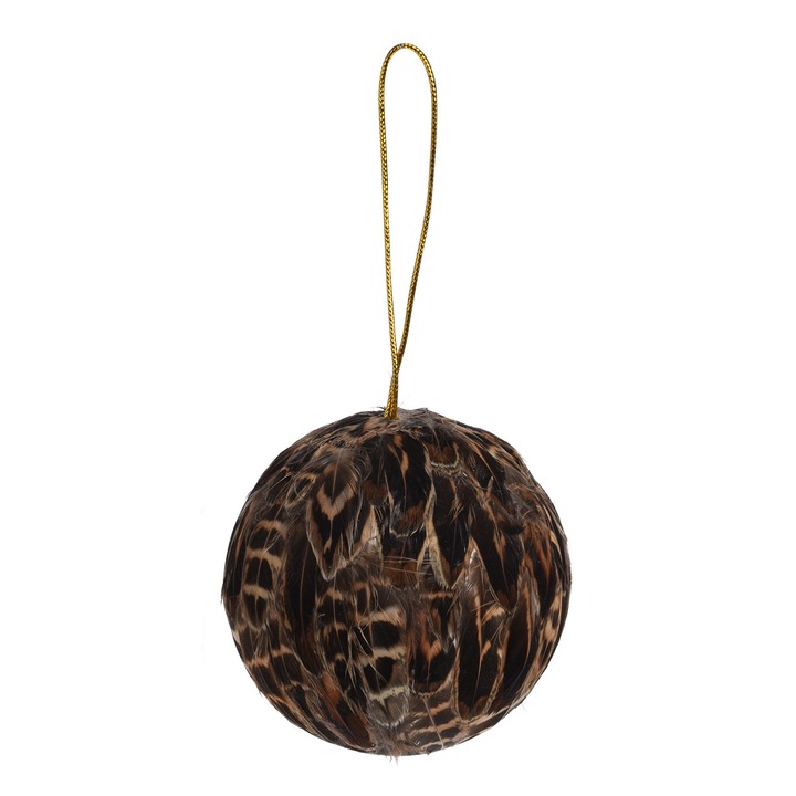 Földgömb, tollas, barna, átmérője 7 cm