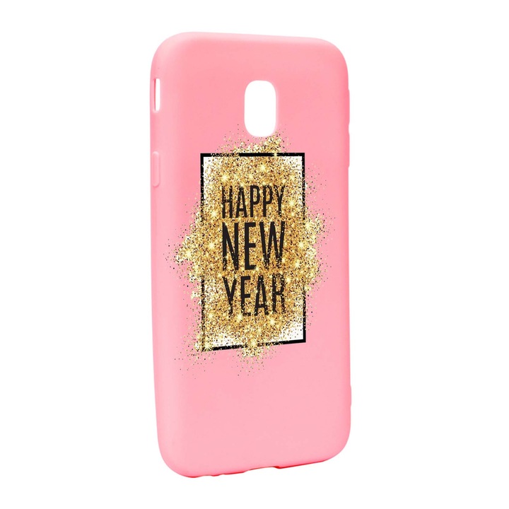 Husa de protectie Happy New Year pentru Samsung Galaxy J7 2018, rezistenta la uzura, anti-alunecare, din silicon Premium, P355