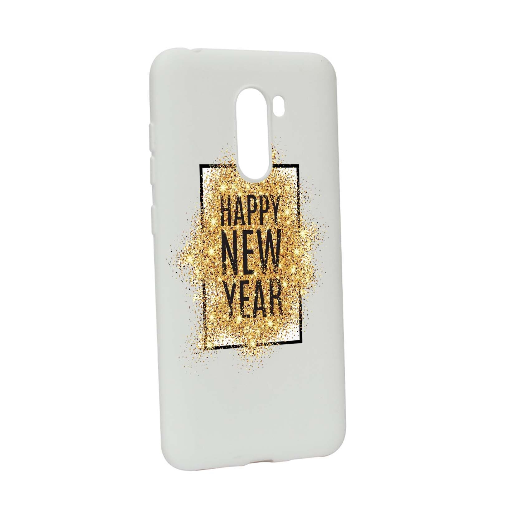 Husa de protectie Happy New Year pentru Xiaomi PocoPhone F1, rezistenta la uzura, anti-alunecare, din silicon Premium, W355