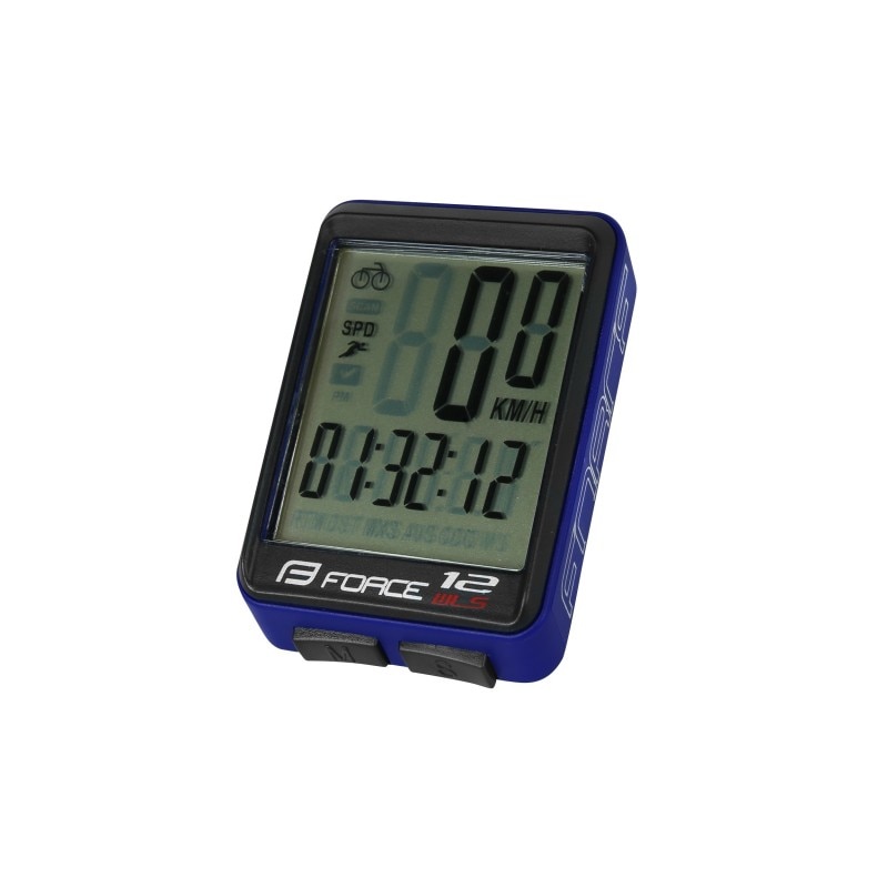 Calculator pentru biciclete FORCE WLS 12 Wireless Blue, 12 functii