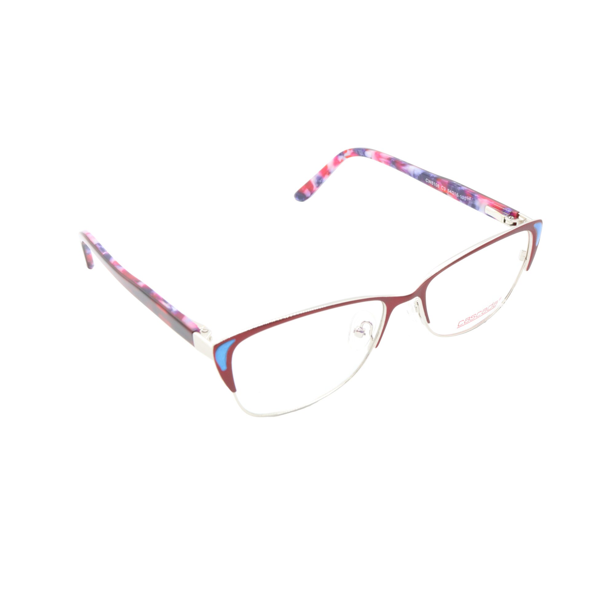 Rame ochelari de vedere, Cascada, Dama, CW6108, 54mm, Grena/Argintiu