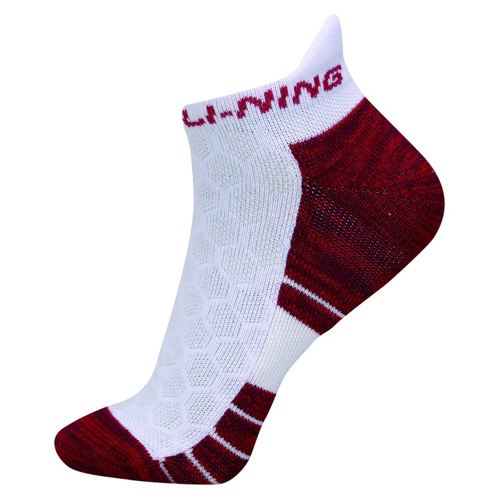Sosete scurte, Li-Ning, Bumbac, 39-42, Alb/Visiniu