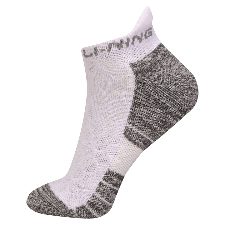 Sosete scurte badminton barbati, Li-Ning, Bumbac, 24-26dwqf, Alb/Gri, 39-42