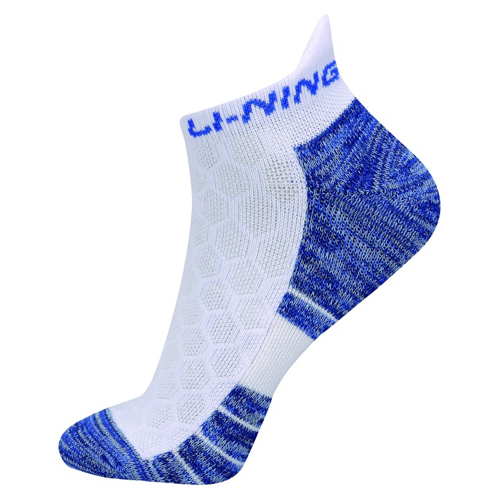 Sosete scurte badminton barbati, Li-Ning, Bumbac, 24-26dwqf, Alb/Albastru, 39-42