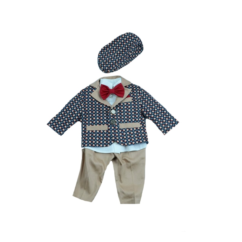 Costum botez 6 piese pentru baieti Colibri C8, Multicolor, 62