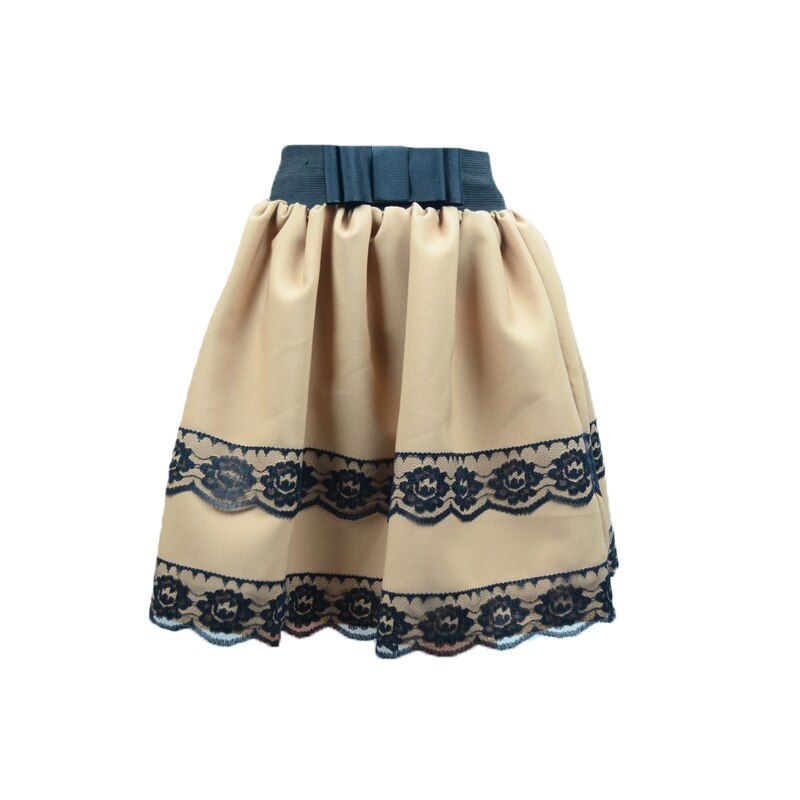 Fusta eleganta, fete, NN, insertii de dantela, Bej