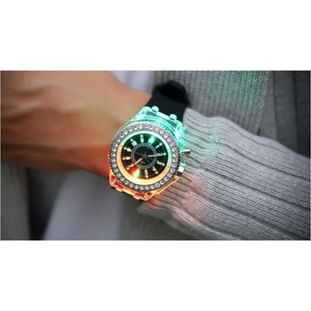 Ceas Activ LED, Jocuri de lumina 7 culori, 4 moduri flash, MyStyle Fashion Crystal Clasic Watch Black Ceas Activ LED, Jocuri de lumina 7 culori, 4 moduri flash, MyStyle Fashion Crystal Clasic Watch Black