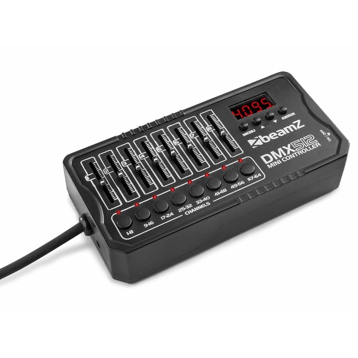 BeamZ DMX-512ACCU, 64 csatornás DMX vezérlő – Hordozható, Akkumulátoros
