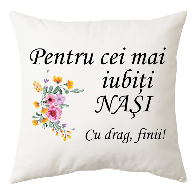Perna personalizata patrata alba, model 