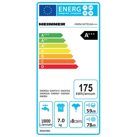 Masina de spalat rufe Heinner HWM-M7014A+++, 7 kg, 1400 RPM, Clasa A+++, Display LCD, Alb