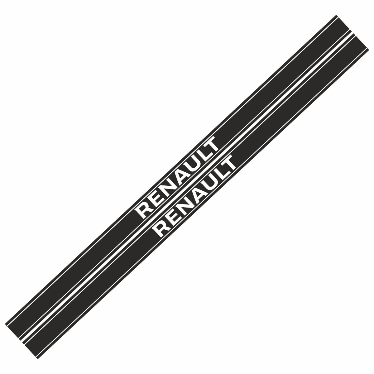 Set Stickere decorativ tuning, auto, Renault , pentru praguri, Negru, 200 x 10 cm, 2 buc