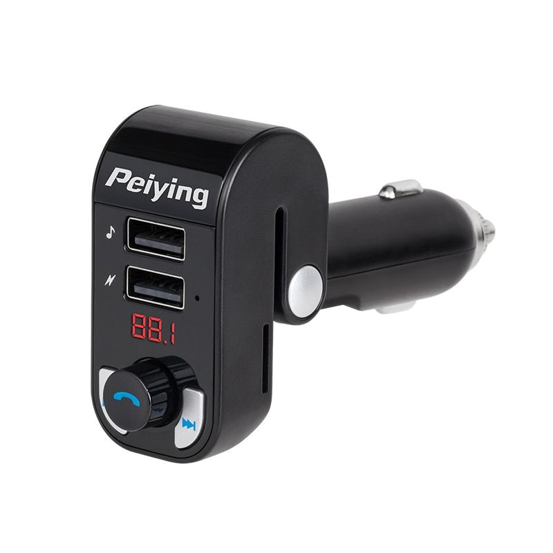 Modulator FM Audio Peiying, cu Bluetooth, Display, 2xUSB, Card SD, Negru