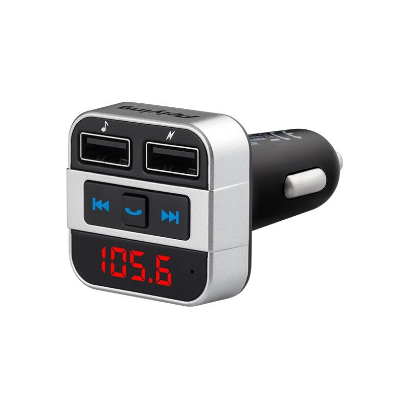 Modulator FM Audio Peiying, cu Bluetooth, Display, 2xUSB, Aux, Card SD, Negru/Argintiu
