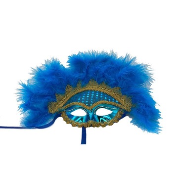 Masca Carnaval Cu Pene, Albastru Masca Carnaval Cu Pene, Albastru