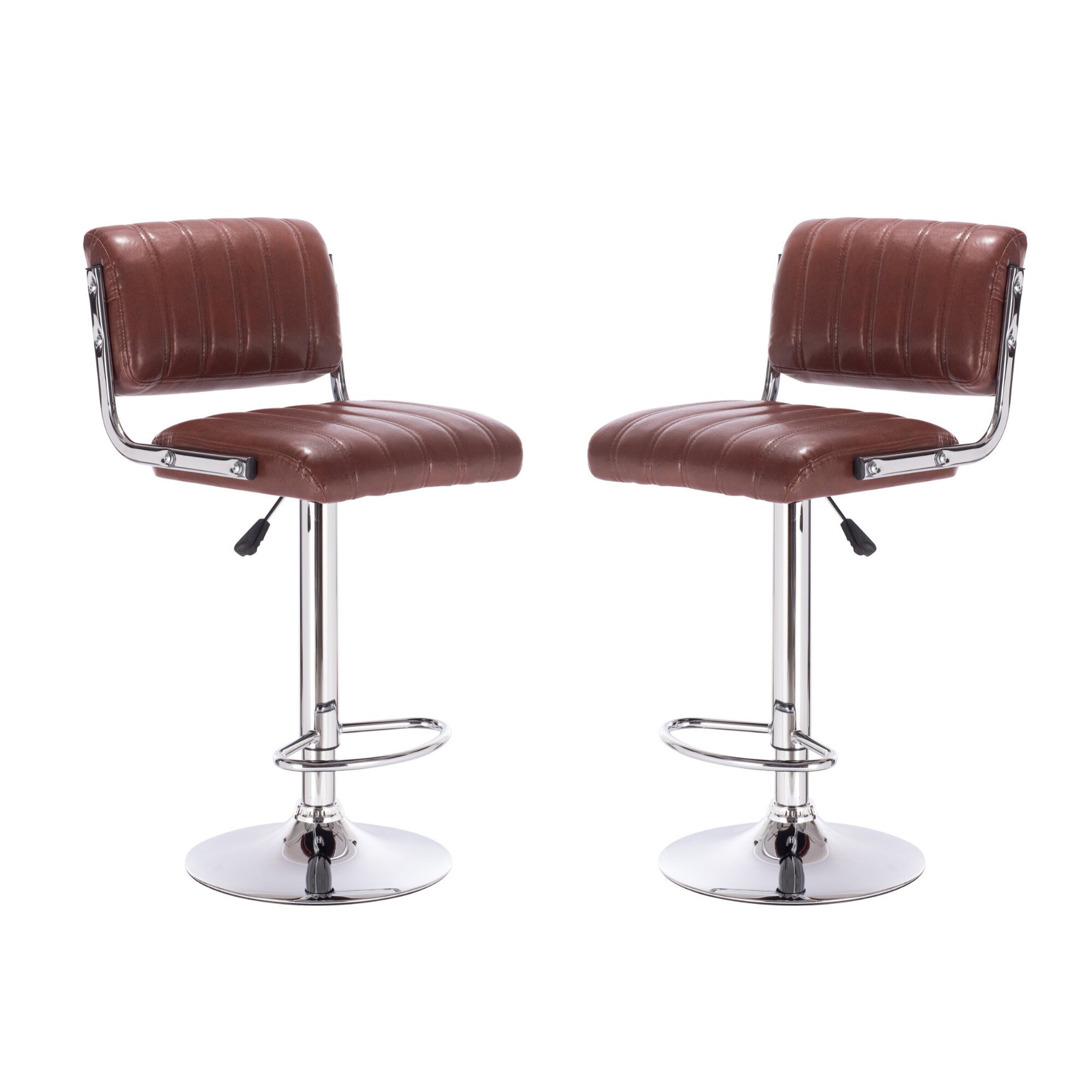 Set 2 scaune bar Dart, cadru cromat, culoarea maro, PU