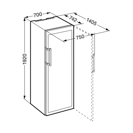 Vitrina de vinuri Liebherr WTes 5972 516 l Capacitate 211 Sticle H 192 cm 2 zone de temperatura Clasa G H 192 cm Argintiu